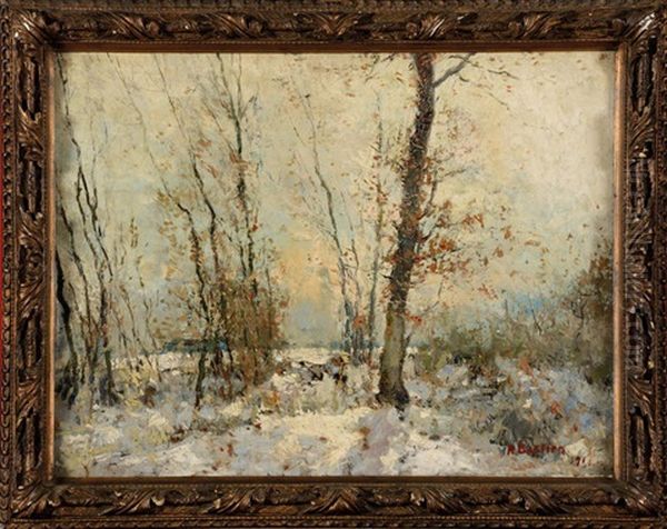 Paysage Enneige Oil Painting by Alfred Bastien