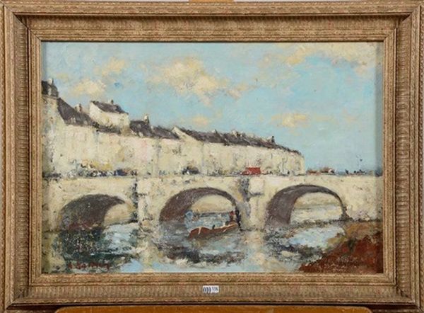 Pont Sur La Loire Oil Painting by Alfred Bastien