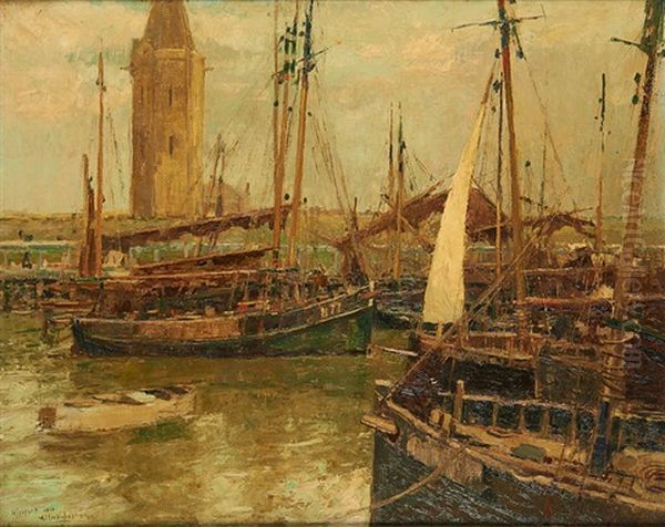 Le Port De Peche De Nieuport Oil Painting by Alfred Bastien