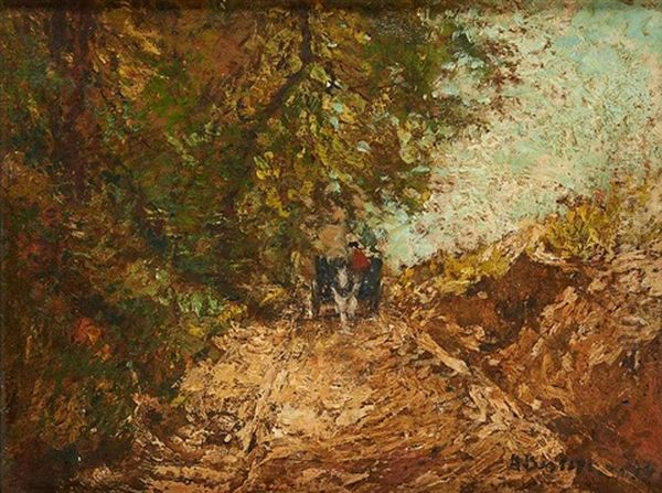Chariot Dans Le Chemin Creux Oil Painting by Alfred Bastien