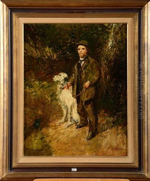 Portrait De Pietje Kerfeizer Avec Son Chien Oil Painting by Alfred Bastien