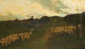 Le Berger Au Coucher Du Soleil