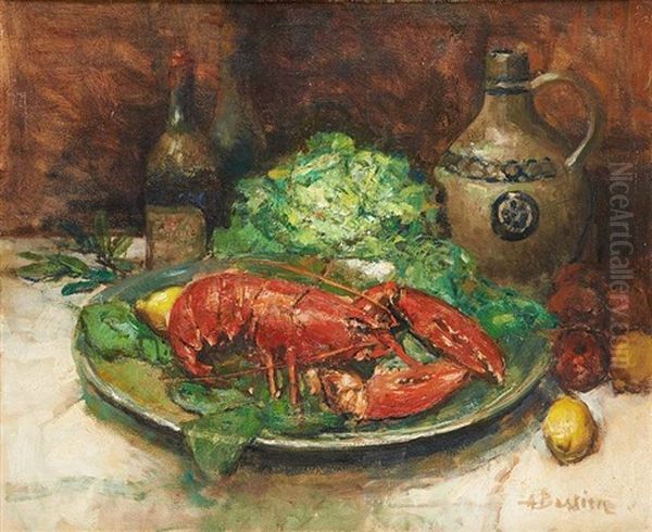 Nature Morte Au Homard Oil Painting by Alfred Bastien