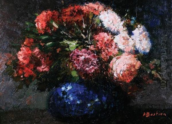 Still Life Of Flowers Oil Painting by Alfred Bastien