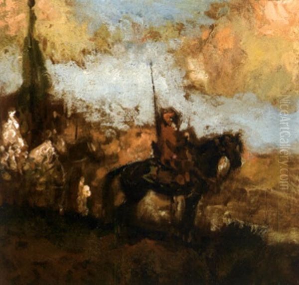 Cavaliers Marocains Oil Painting by Alfred Bastien
