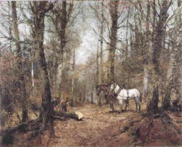 Les Bucherons Oil Painting by Alfred Bastien