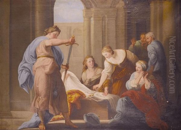 Achilles And The Daughters Of Lycomedes Oil Painting by Pompeo Girolamo Batoni