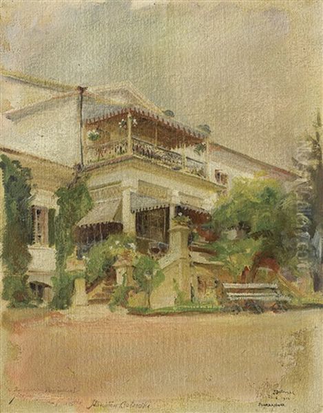 Szamrajowka Mansion Oil Painting by Stanislaw Batowski-Kaczor