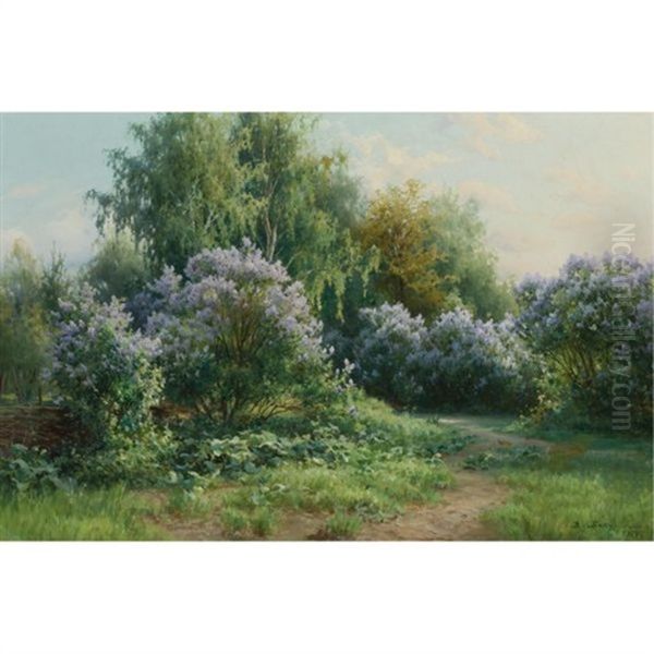 Landscape In Spring Oil Painting by Viktor Pavlovitch Baturin