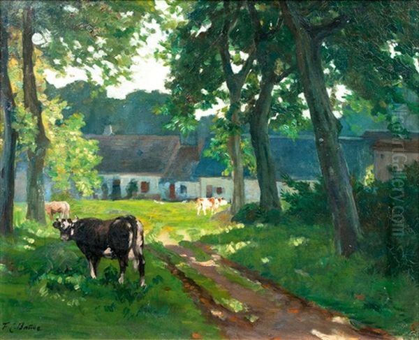 Bauernhof Im Sonnenlicht Oil Painting by Francois Charles Baude