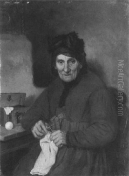 Eine Alte Bauerin Oil Painting by Joseph Bauer