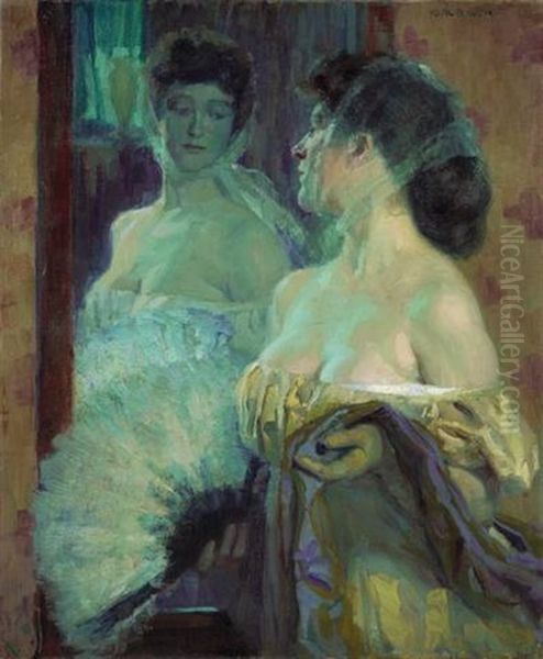 Junge Frau Vor Spiegel Oil Painting by Karl Bauer