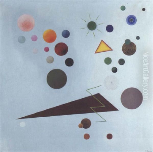 Rounds And Triangle Oil Painting by Rudolf Bauer