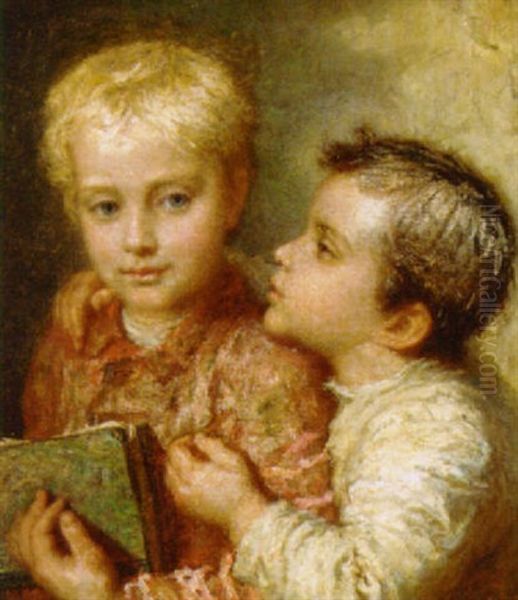 Two Young Boys Oil Painting by Carl Wilhelm Friedrich Bauerle