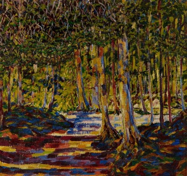 Waldpartie Mit Gewasser Oil Painting by Philipp Bauknecht
