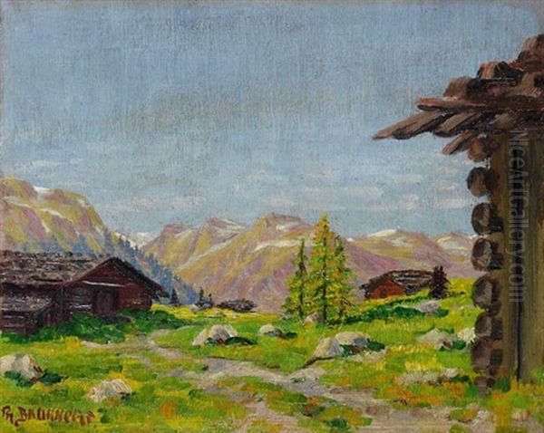 Berglandschaft Mit Hutten Oil Painting by Philipp Bauknecht