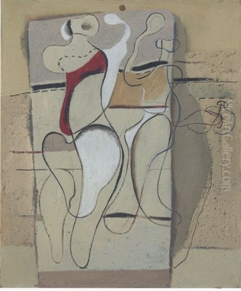 Mary Magdalene And Angel At The Sepulchre Oil Painting by Willi Baumeister