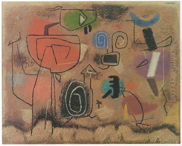 Mary Magdalene And Angel At The Sepulchre Oil Painting by Willi Baumeister