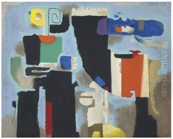 Mary Magdalene And Angel At The Sepulchre Oil Painting by Willi Baumeister