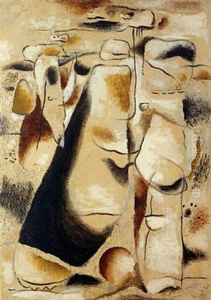 Mary Magdalene And Angel At The Sepulchre Oil Painting by Willi Baumeister