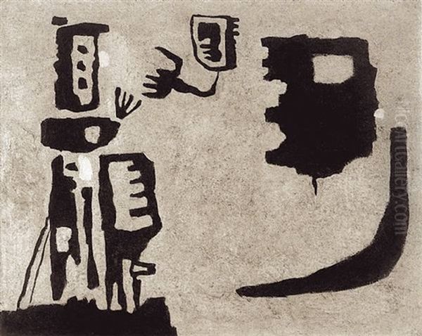 Mary Magdalene And Angel At The Sepulchre Oil Painting by Willi Baumeister