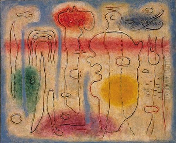 Mary Magdalene And Angel At The Sepulchre Oil Painting by Willi Baumeister