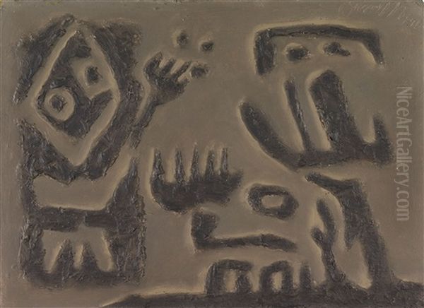 Dialog (gilgamesch-thema) Oil Painting by Willi Baumeister