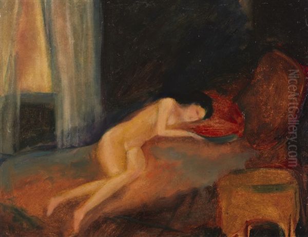 Liegender Akt Oil Painting by Willi Baumeister