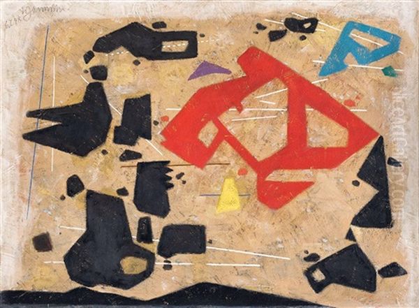 R-a-x (formen Auf Ocker) Oil Painting by Willi Baumeister