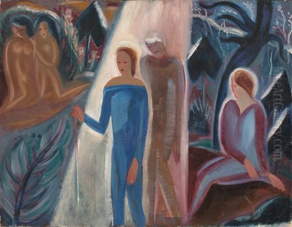 Allegorische Figuren Oil Painting by Willi Baumeister