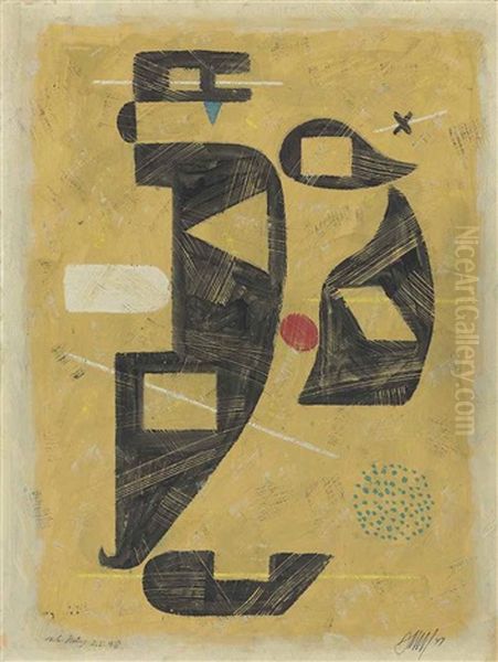 Abraxas Oil Painting by Willi Baumeister