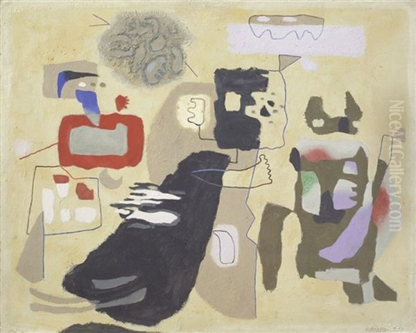 Fra Diavolo (auf Gelb) Oil Painting by Willi Baumeister