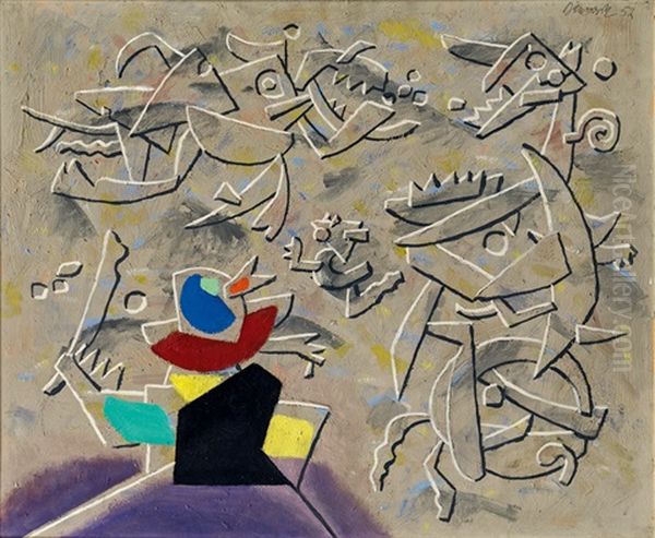 Marmor-reliefbild Oil Painting by Willi Baumeister