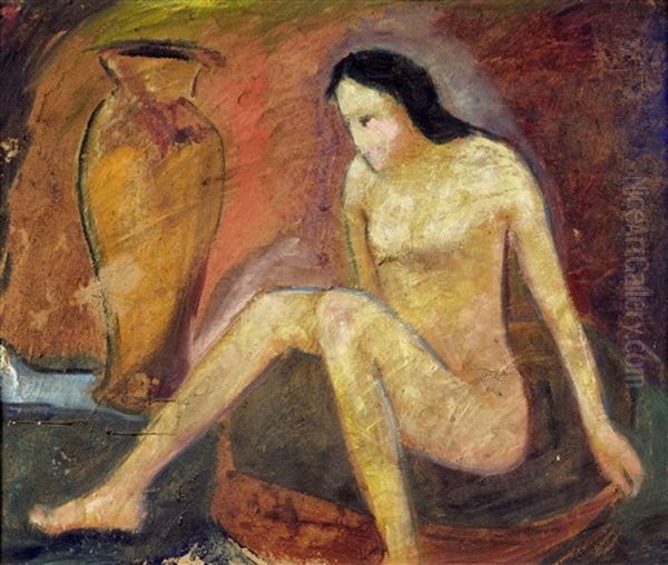 Sitzender Akt Oil Painting by Willi Baumeister