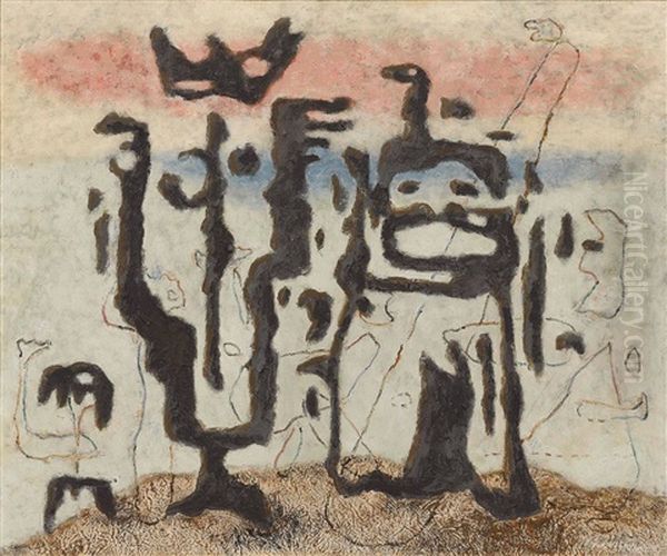 Im Gesprach Oil Painting by Willi Baumeister