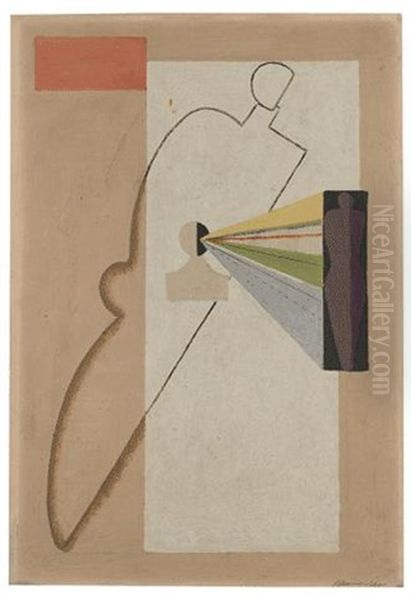 Komposition Mit Schrager Figur Oil Painting by Willi Baumeister