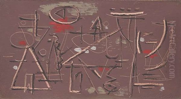 Gravour Auf Braun Oil Painting by Willi Baumeister