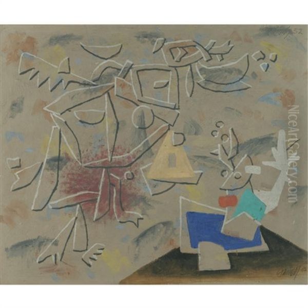 Marmor-reliefbild Oil Painting by Willi Baumeister