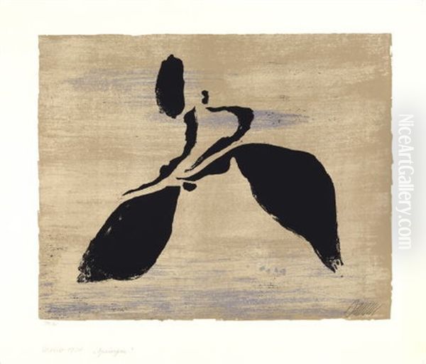 Laufer Auf Folie (springer Auf Untergrund) Oil Painting by Willi Baumeister