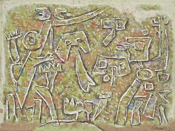 Lutins Au Printemps (reliefbild) Oil Painting by Willi Baumeister