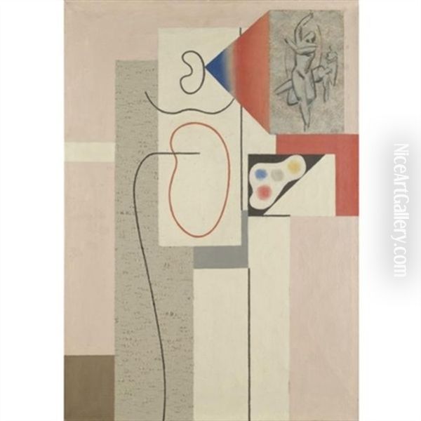 Maler Mit Palette (painter With Palette) Oil Painting by Willi Baumeister