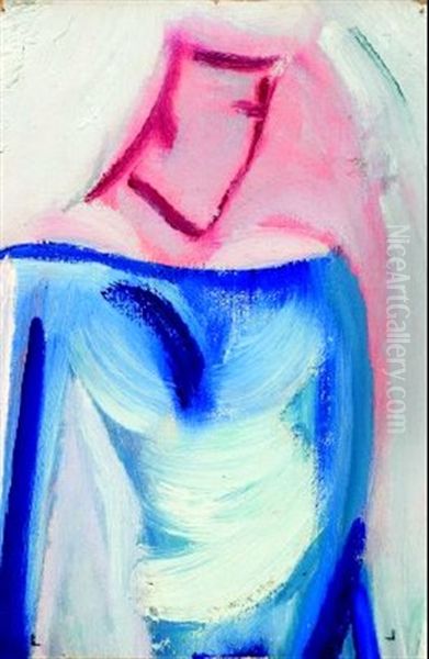 Frau In Blauem Kleid Oil Painting by Willi Baumeister