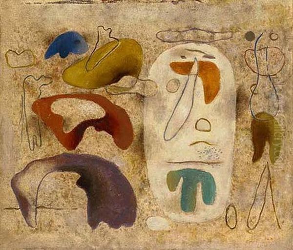 Mit Weisen Oval Oil Painting by Willi Baumeister