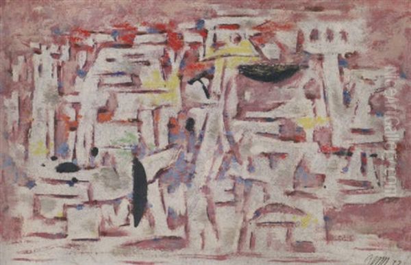 Helle Figurenmauer I Oil Painting by Willi Baumeister