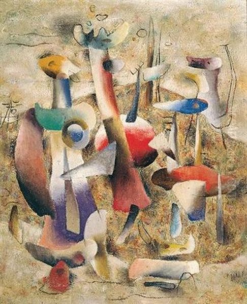 Steingarten Oil Painting by Willi Baumeister