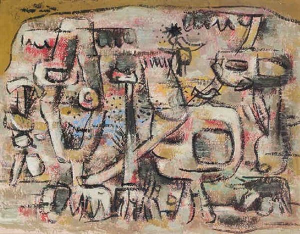 Belebte Mauer Xii Oil Painting by Willi Baumeister