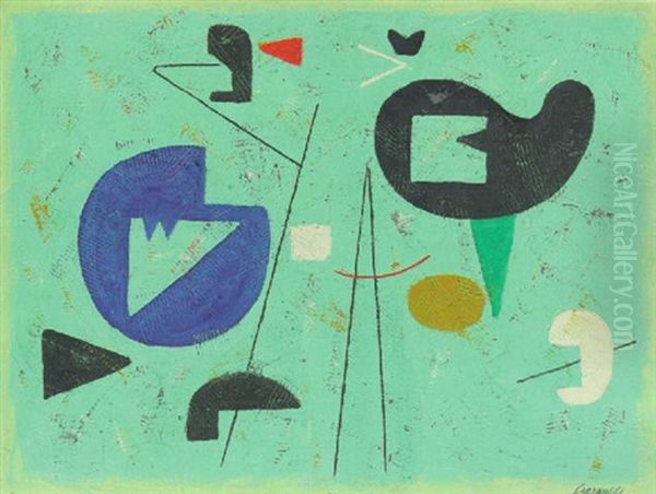 Formen Auf Grun Oil Painting by Willi Baumeister