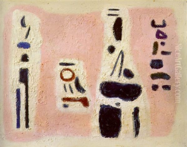 Vier Figuren Auf Rosa Oil Painting by Willi Baumeister