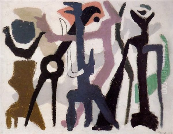 Afrikanischer Tanz I Oil Painting by Willi Baumeister