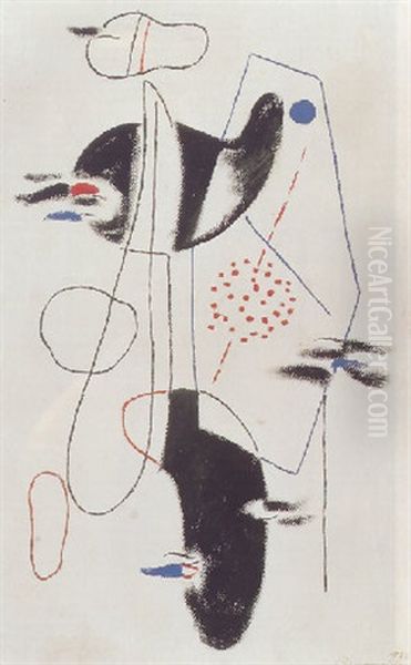 Figur Mit Flammchen Oil Painting by Willi Baumeister